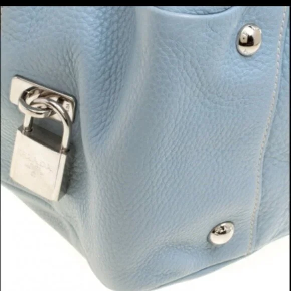 PRADA Light Blue Leather Bowler Handbag - Picture 10 of 16
